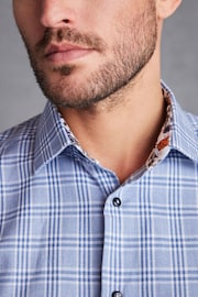 Light Blue Small Check Regular Fit Single Cuff Signature Shirt - Image 4 of 7