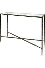 Libra Interiors Bronze Patterdale Small Glass Top Console Table - Image 3 of 4