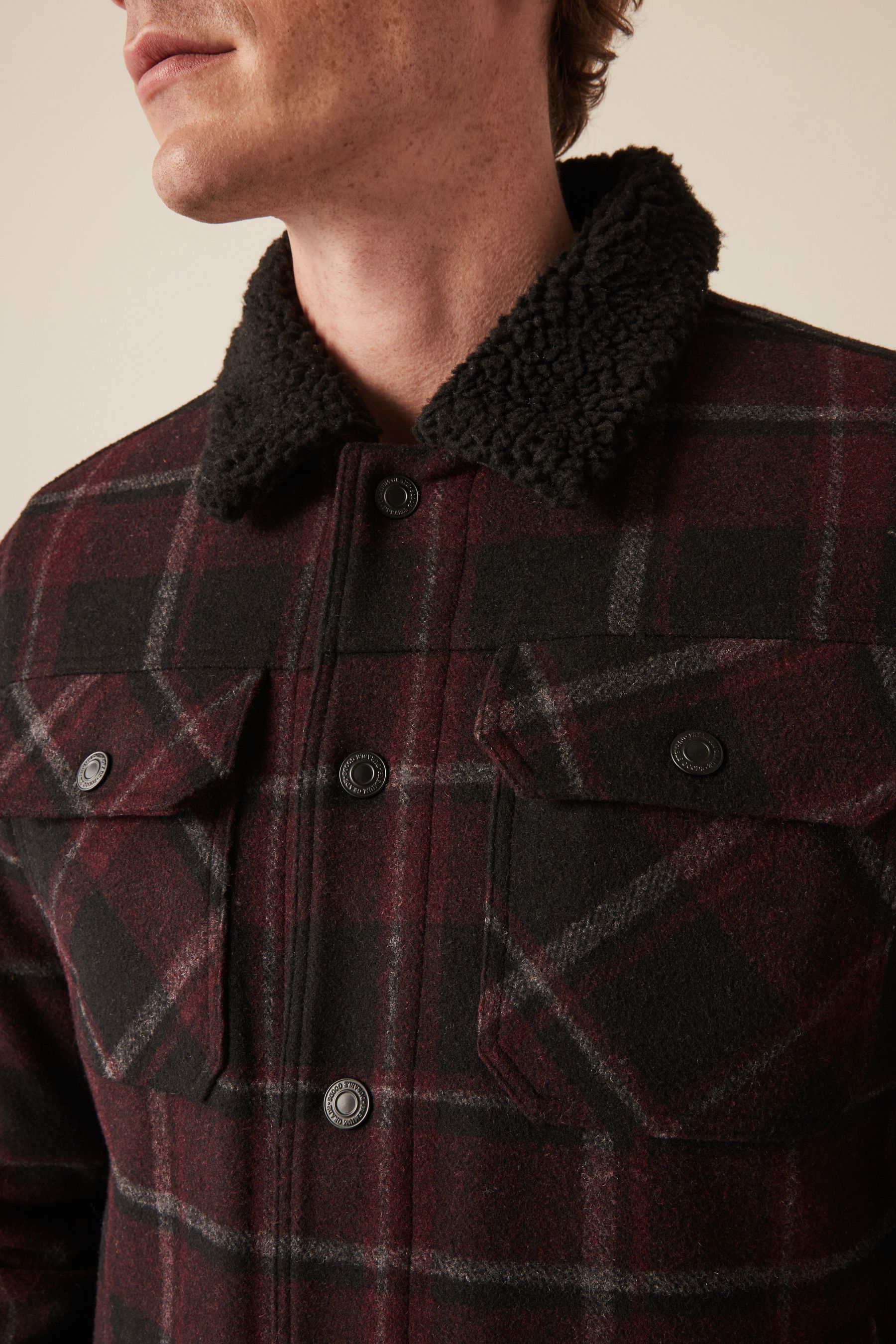 Red checked borg jacket on sale