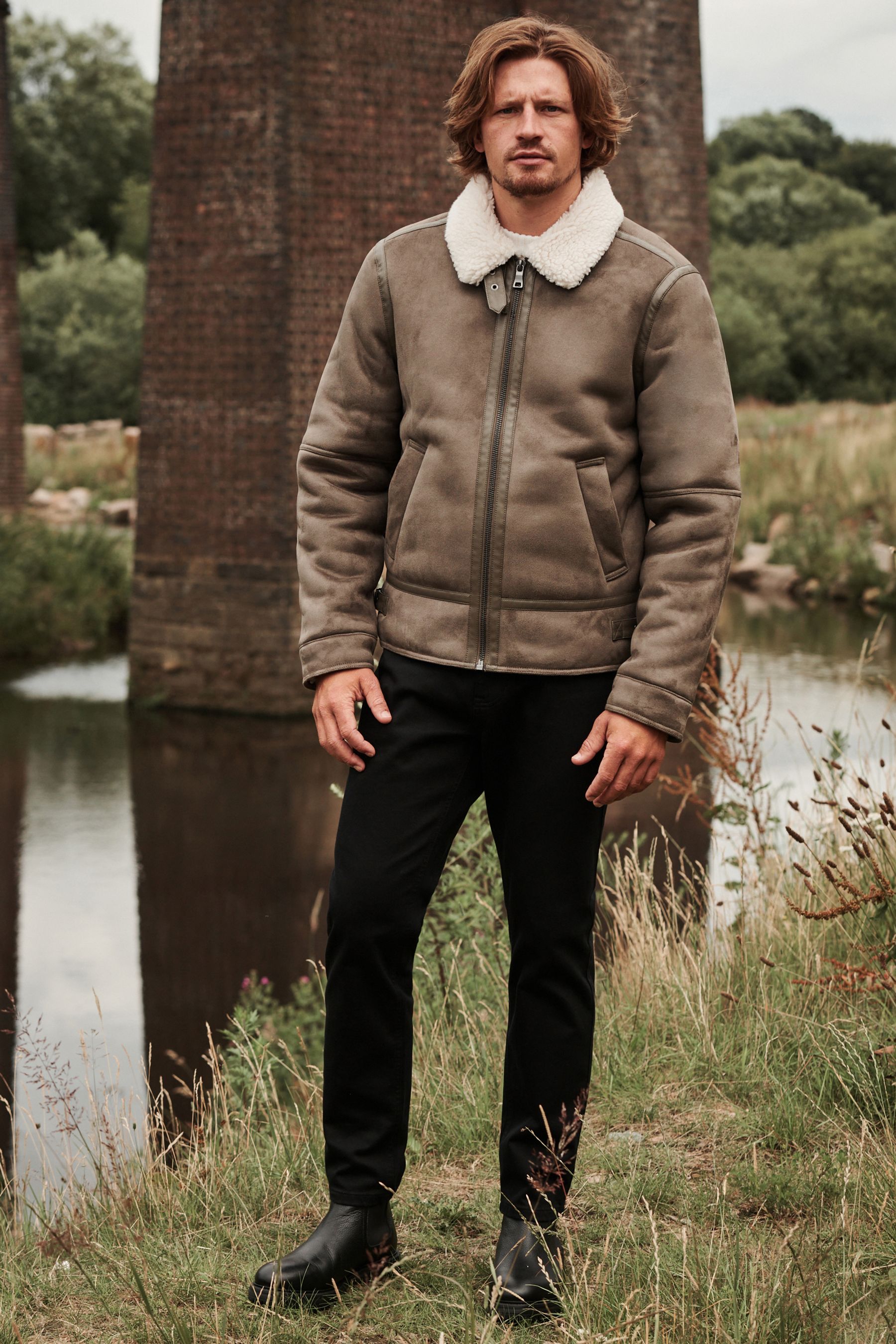 Buy Brown Faux Shearling Jacket from Next Luxembourg