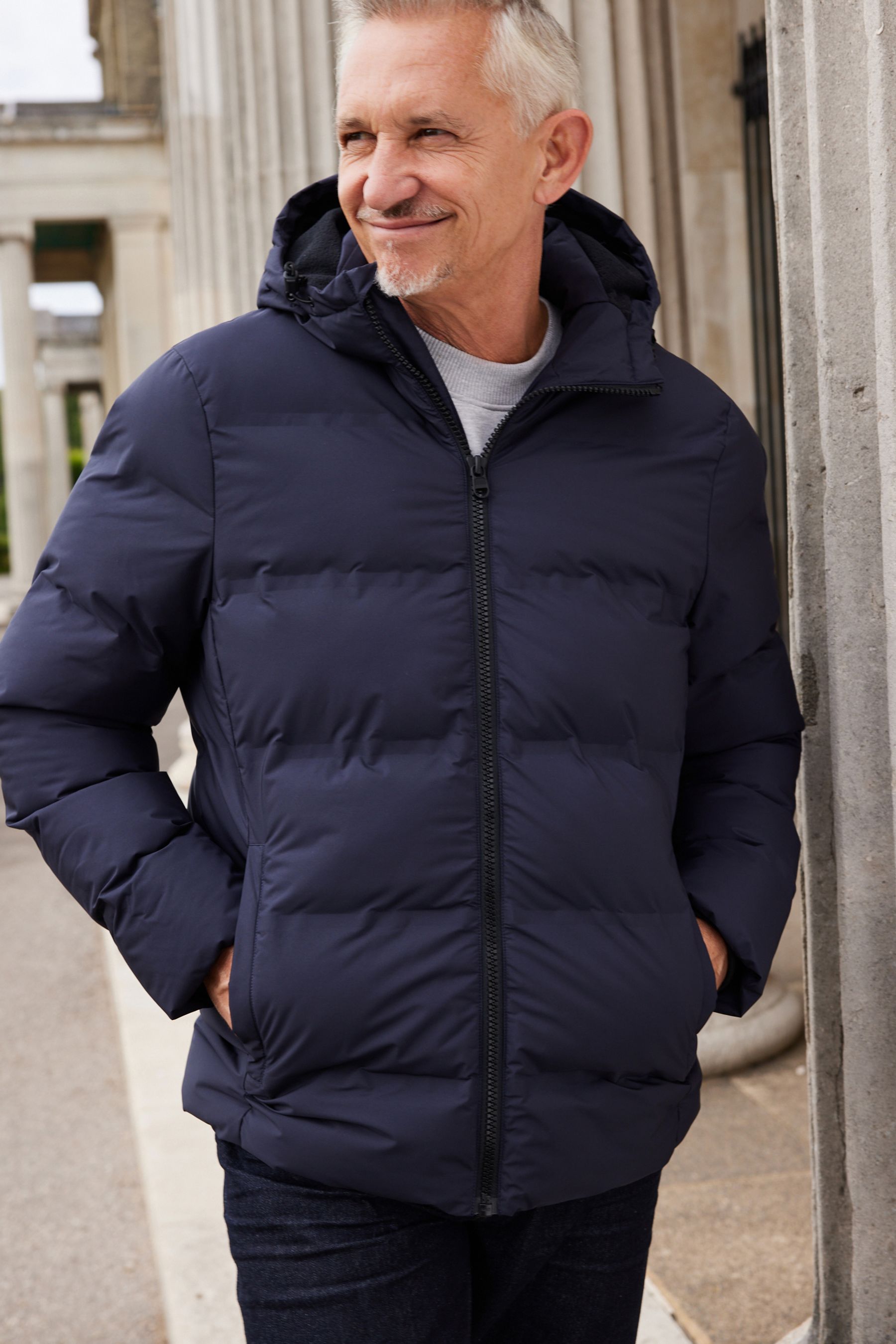 Buy Navy Blue Hooded Shower Resistant Puffer Coat from Next Luxembourg