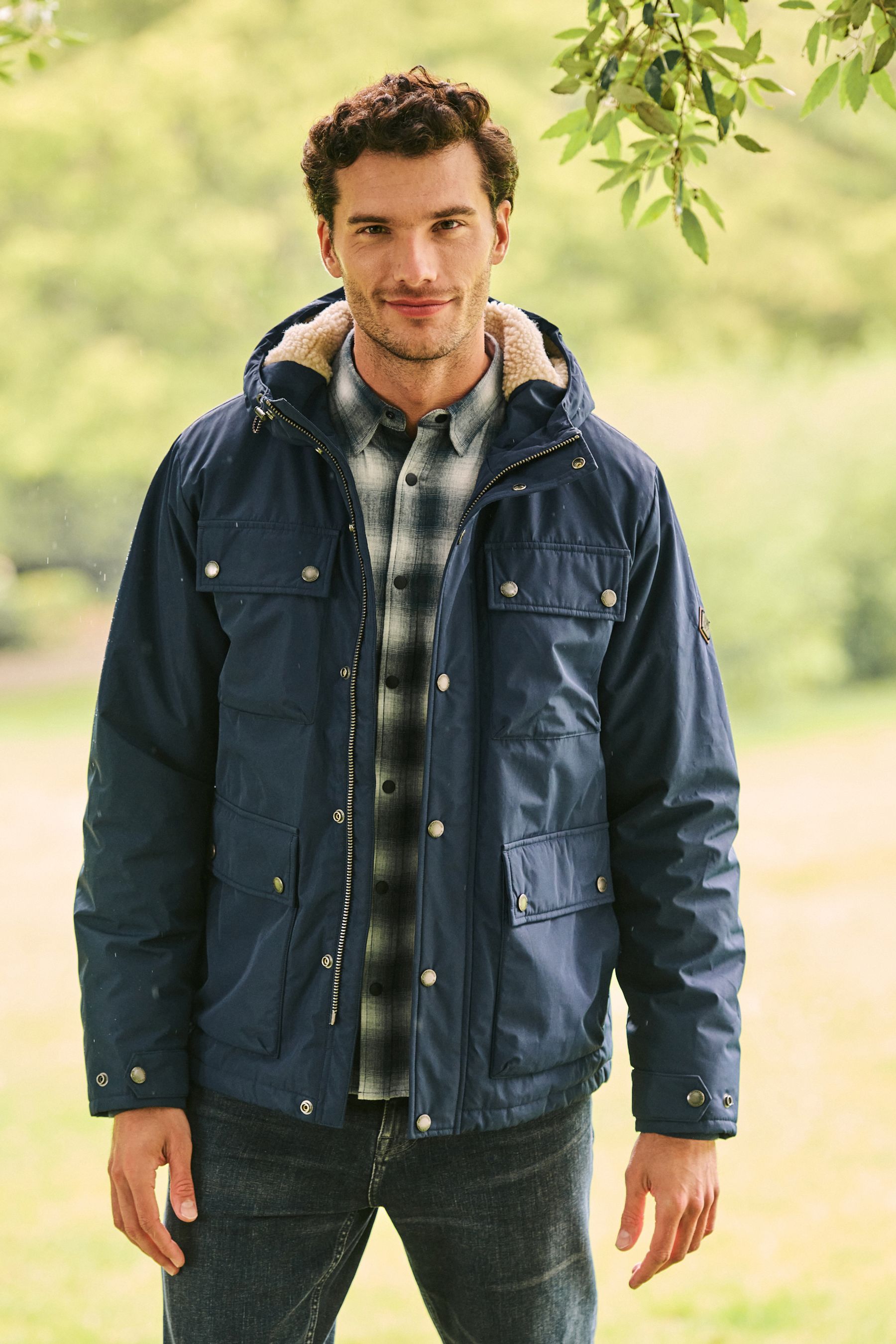 Navy borg jacket hot sale