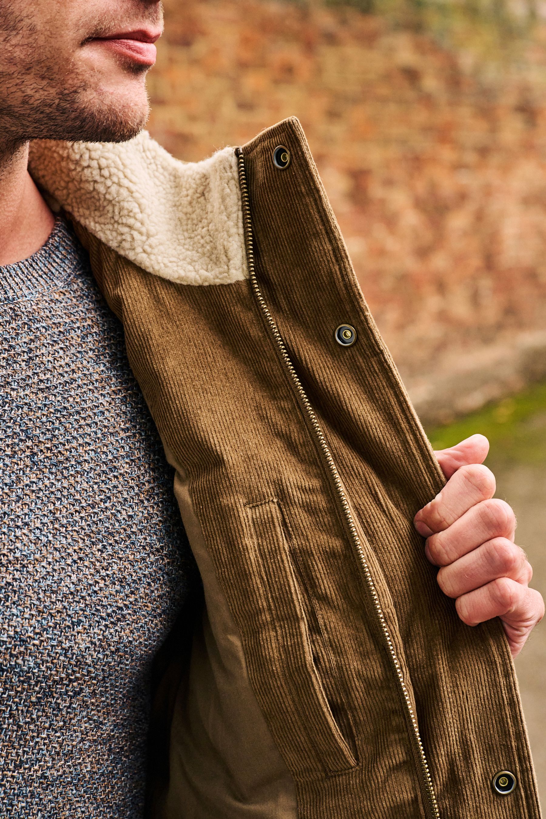 Tan borg lined cord jacket cheap