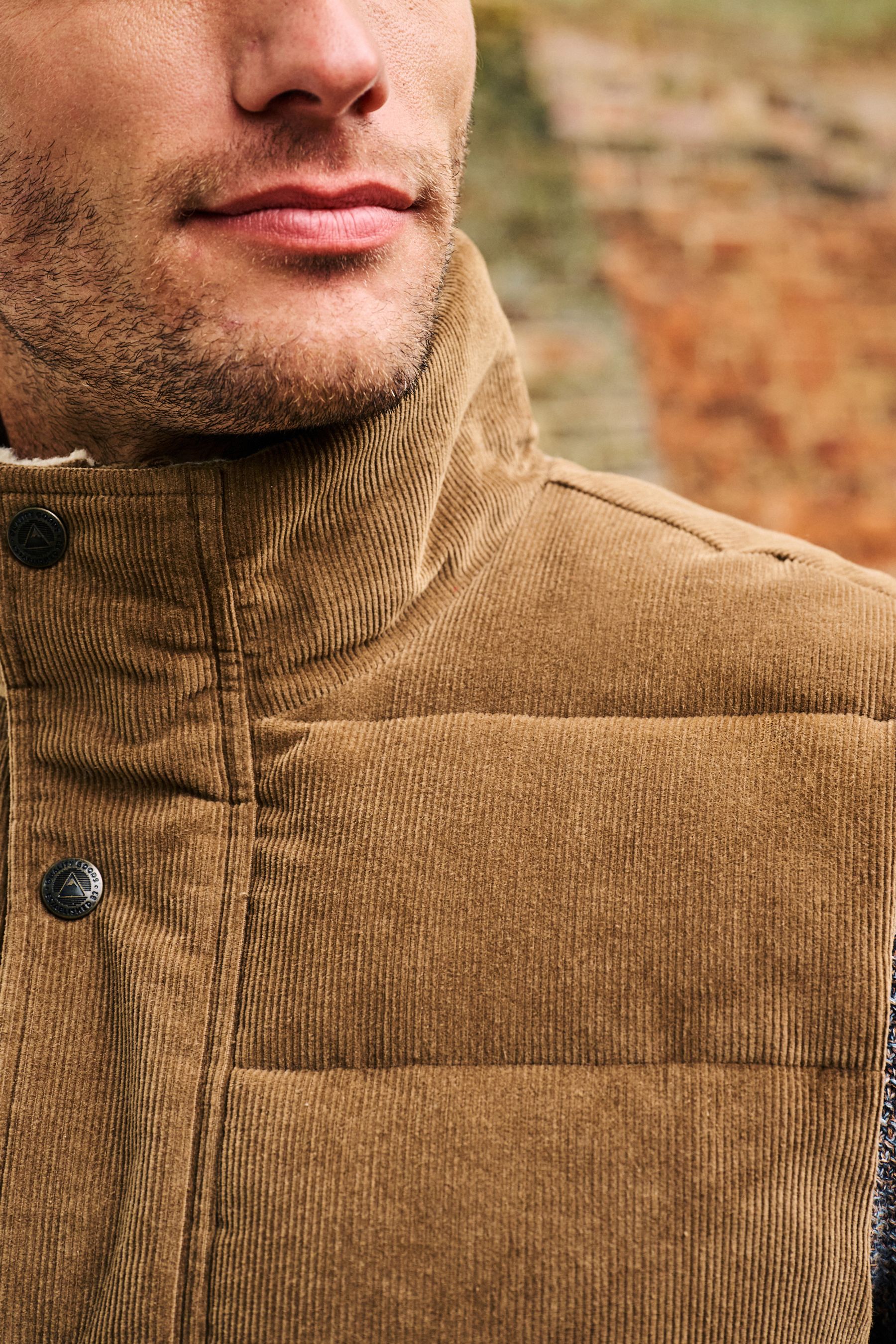 Buy Tan Brown Borg Collared Corduroy Panel Gilet from Next Germany