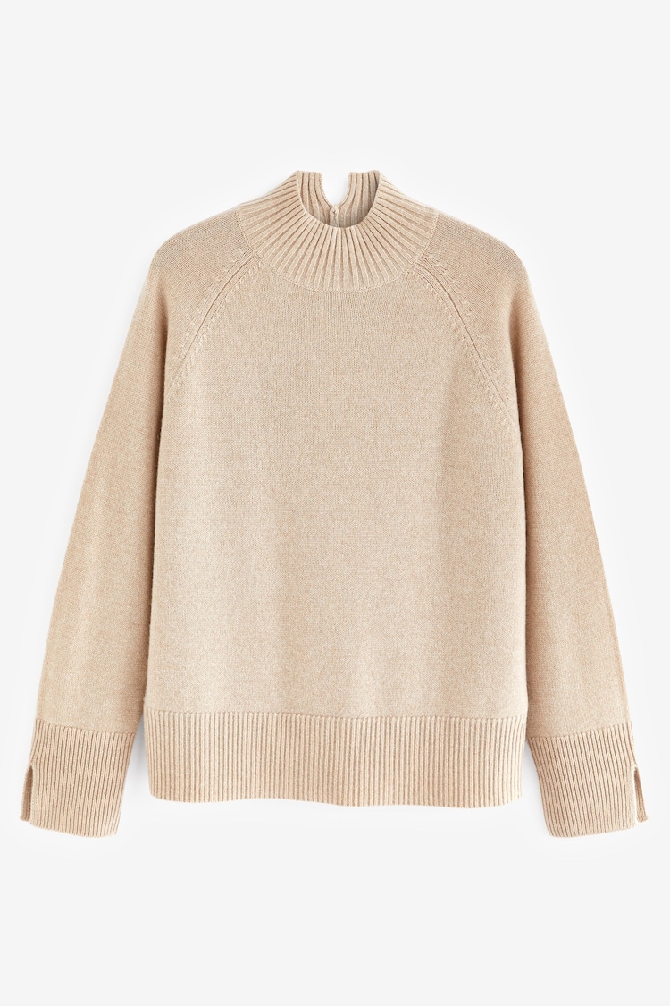 Camel Brown Premium Cashmere Soft Touch High Stand Neck Knitted Jumper - Image 6 of 6