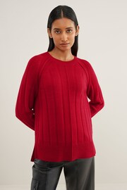 Red Ribbed Crew Neck Jumper - Image 4 of 7
