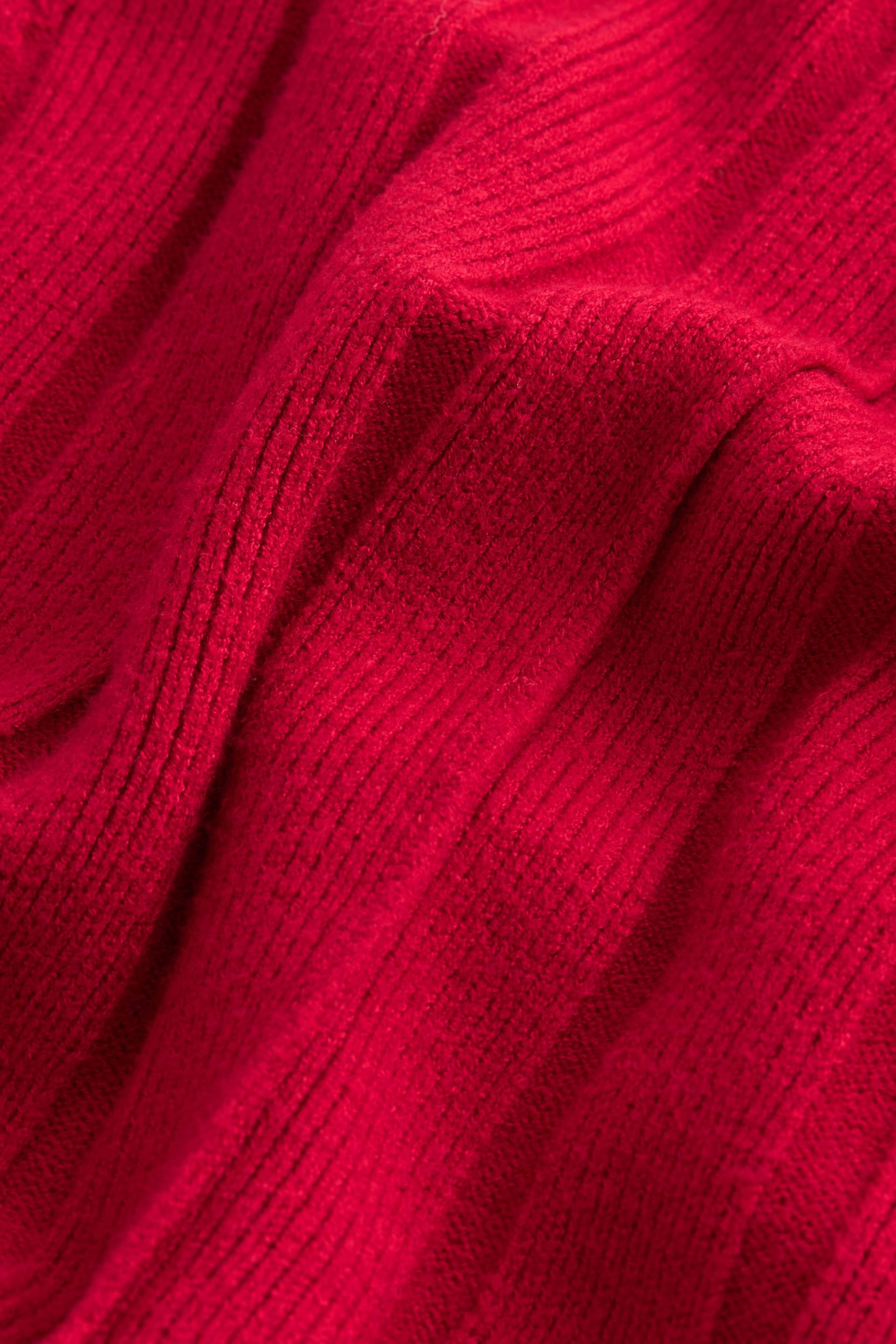 Red Ribbed Crew Neck Jumper - Image 7 of 7