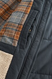 Navy Blue Square Quilted Parka Coat - Image 11 of 14
