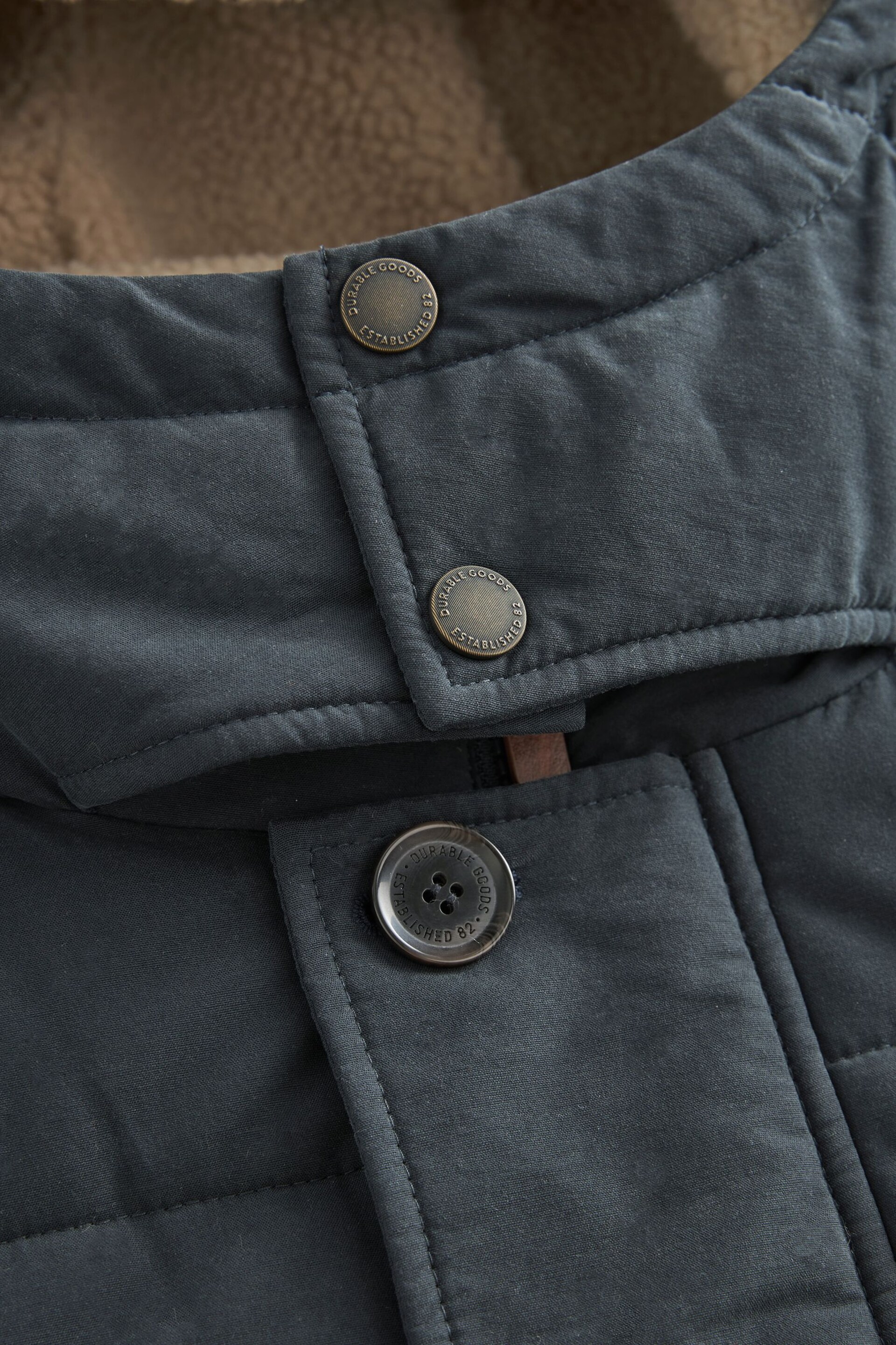 Navy Blue Square Quilted Parka Coat - Image 13 of 14