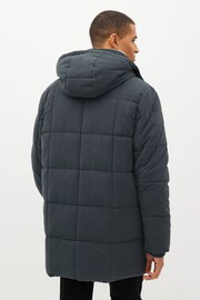 Navy Blue Square Quilted Parka Coat - Image 4 of 14