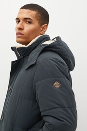 Navy Blue Square Quilted Parka Coat - Image 5 of 14
