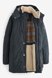 Navy Blue Square Quilted Parka Coat - Image 8 of 14