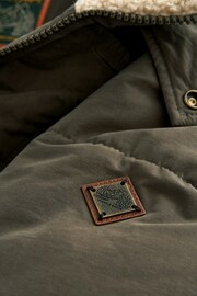 Khaki Green Square Quilted Parka Coat - Image 10 of 12