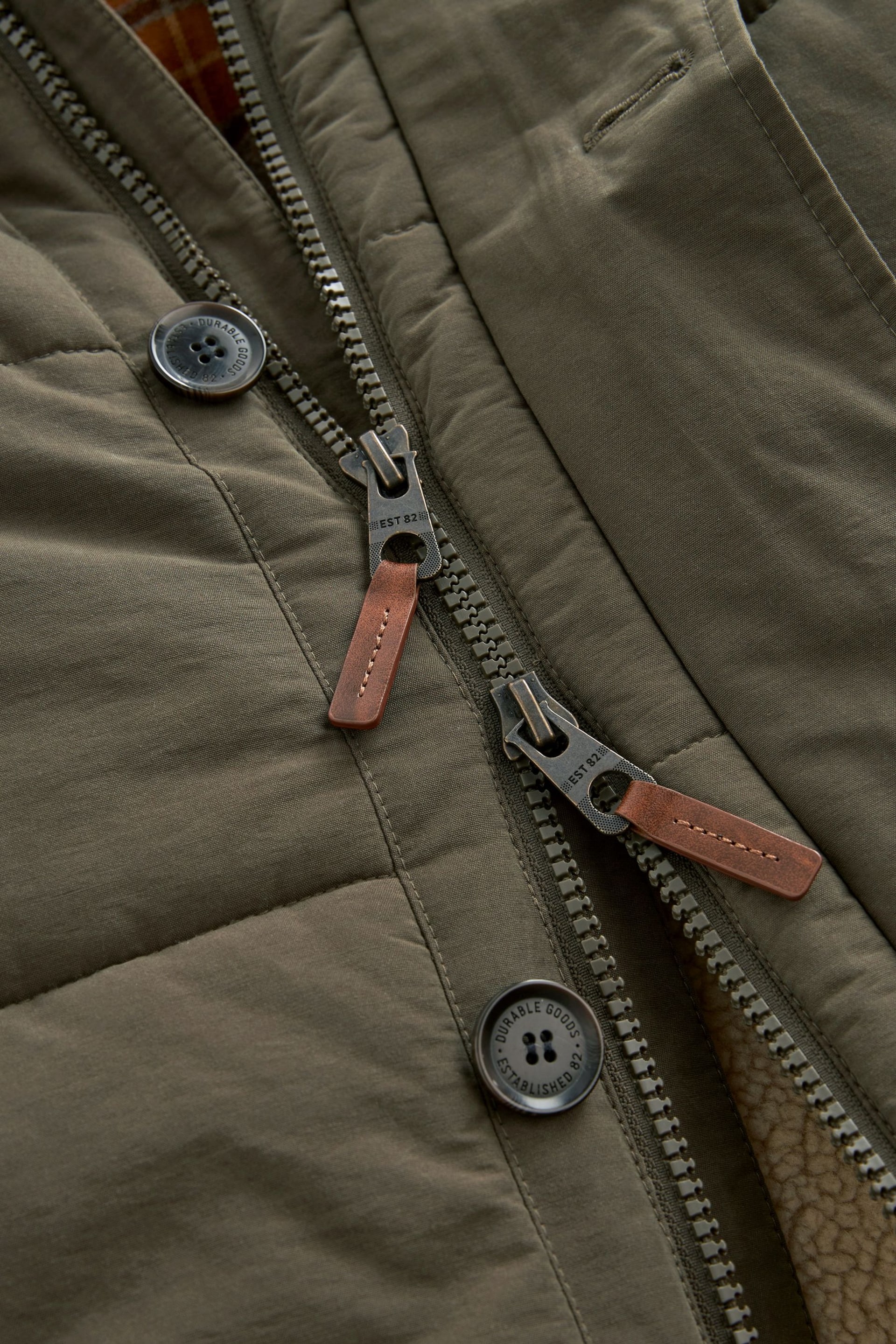 Khaki Green Square Quilted Parka Coat - Image 12 of 12