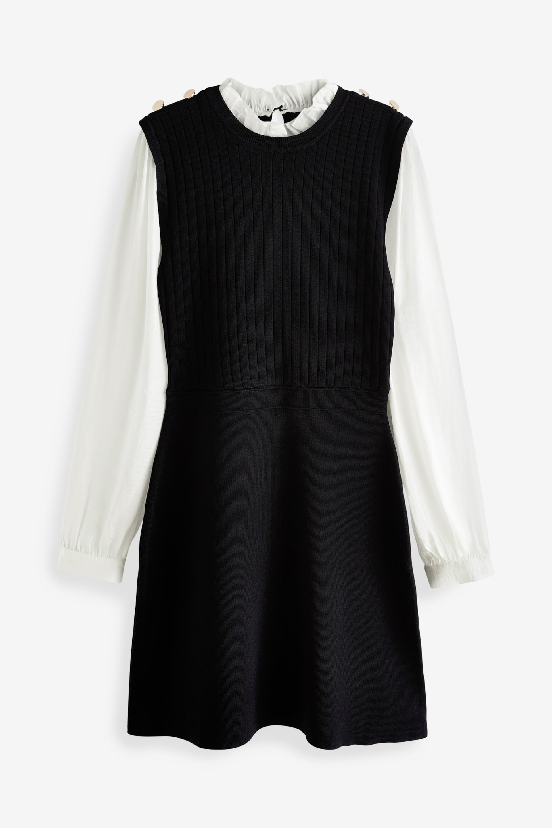Black Knitted Pinafore Layer Dress - Image 5 of 6