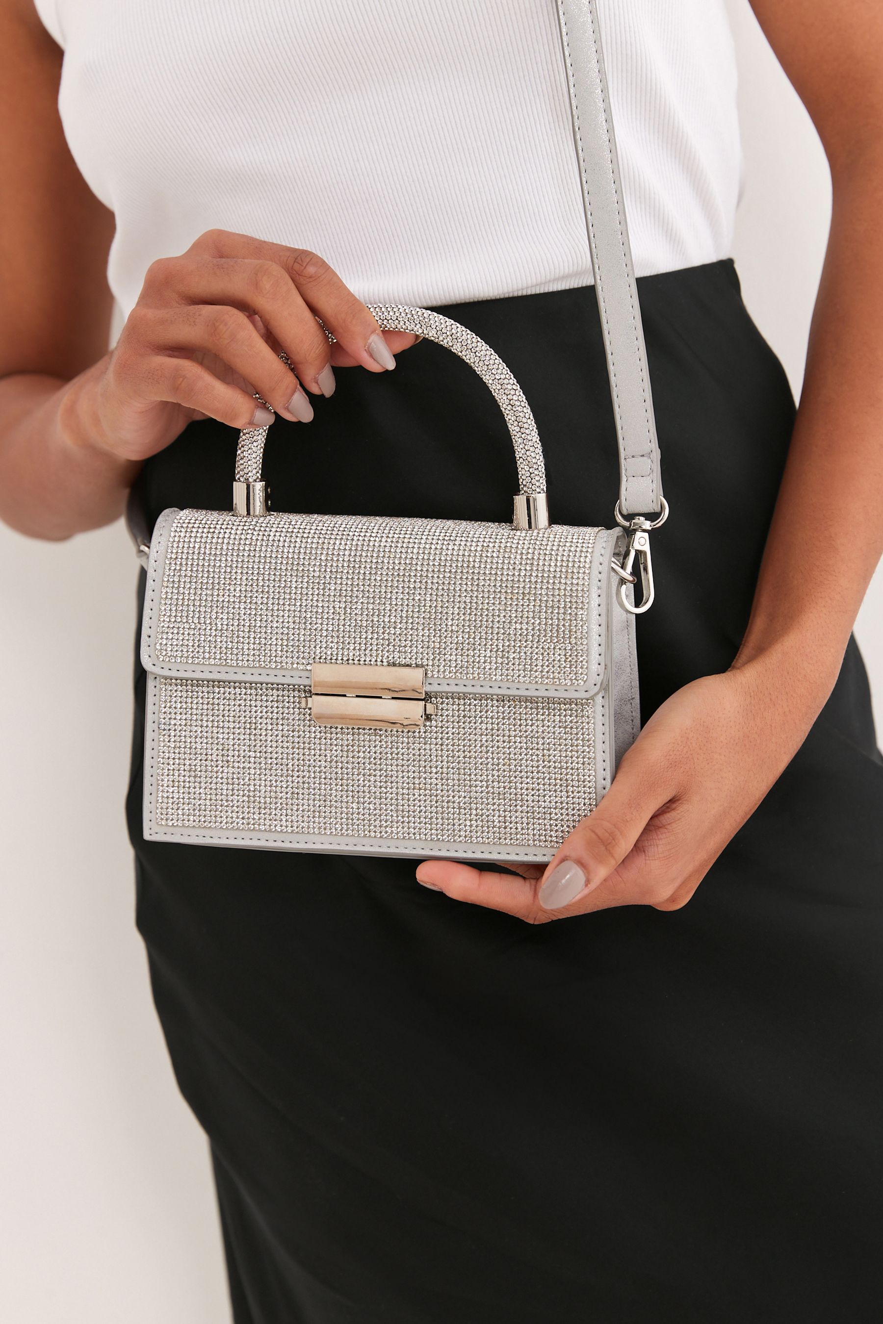 Buy Silver Sparkle Handheld Bag from Next Germany