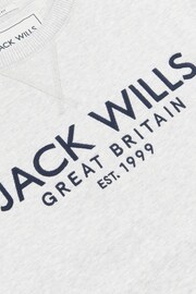 Jack Wills Light Grey Graphic Belvue Crew Sweat Top - Image 6 of 6