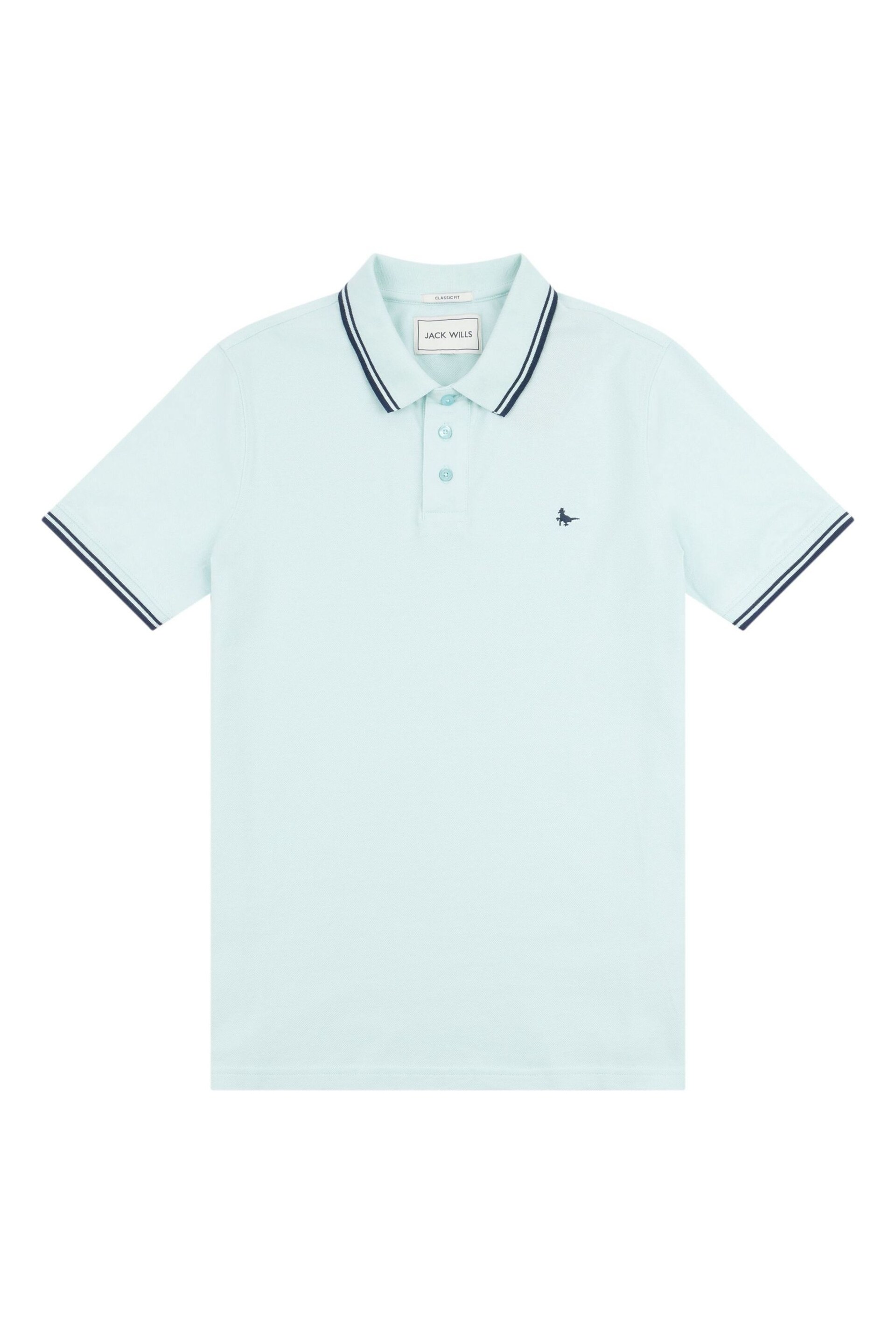 Jack Wills Light Blue Edgewear Pique Polo Shirt - Image 5 of 6