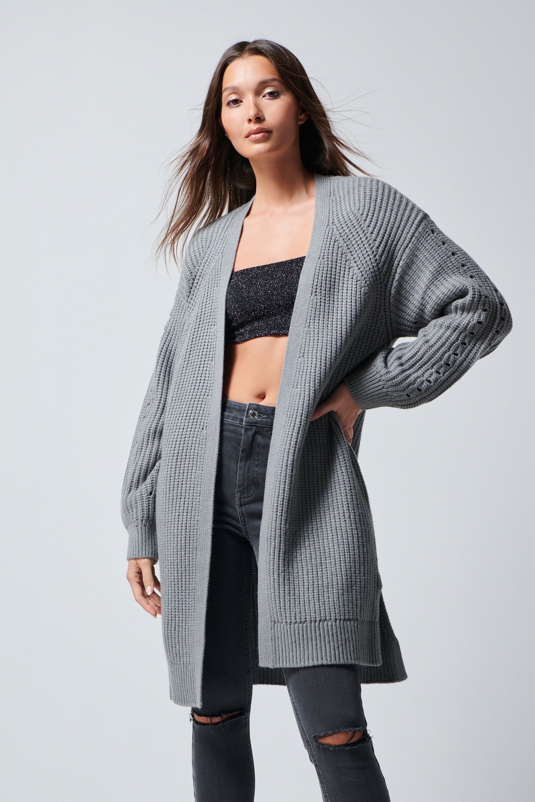 Grey edge to edge cardigan store