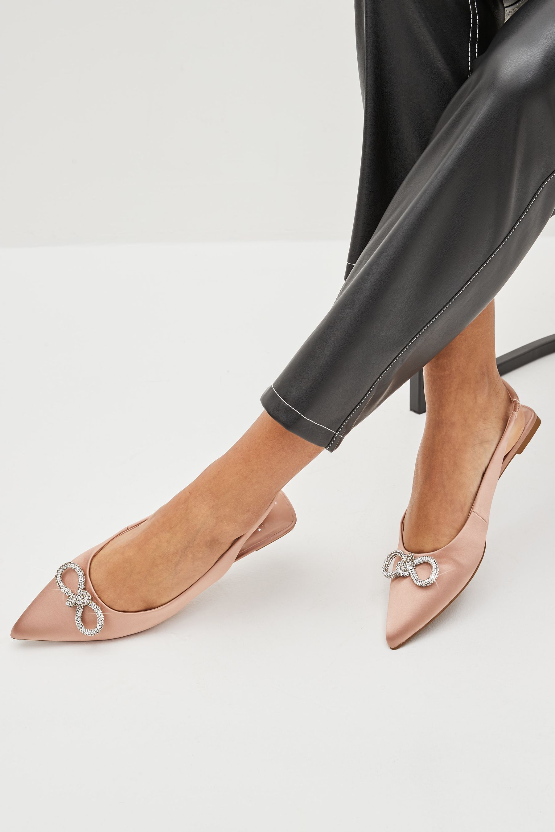 Buy Nude Pink Forever Comfort Bow Slingback Flats from Next Luxembourg