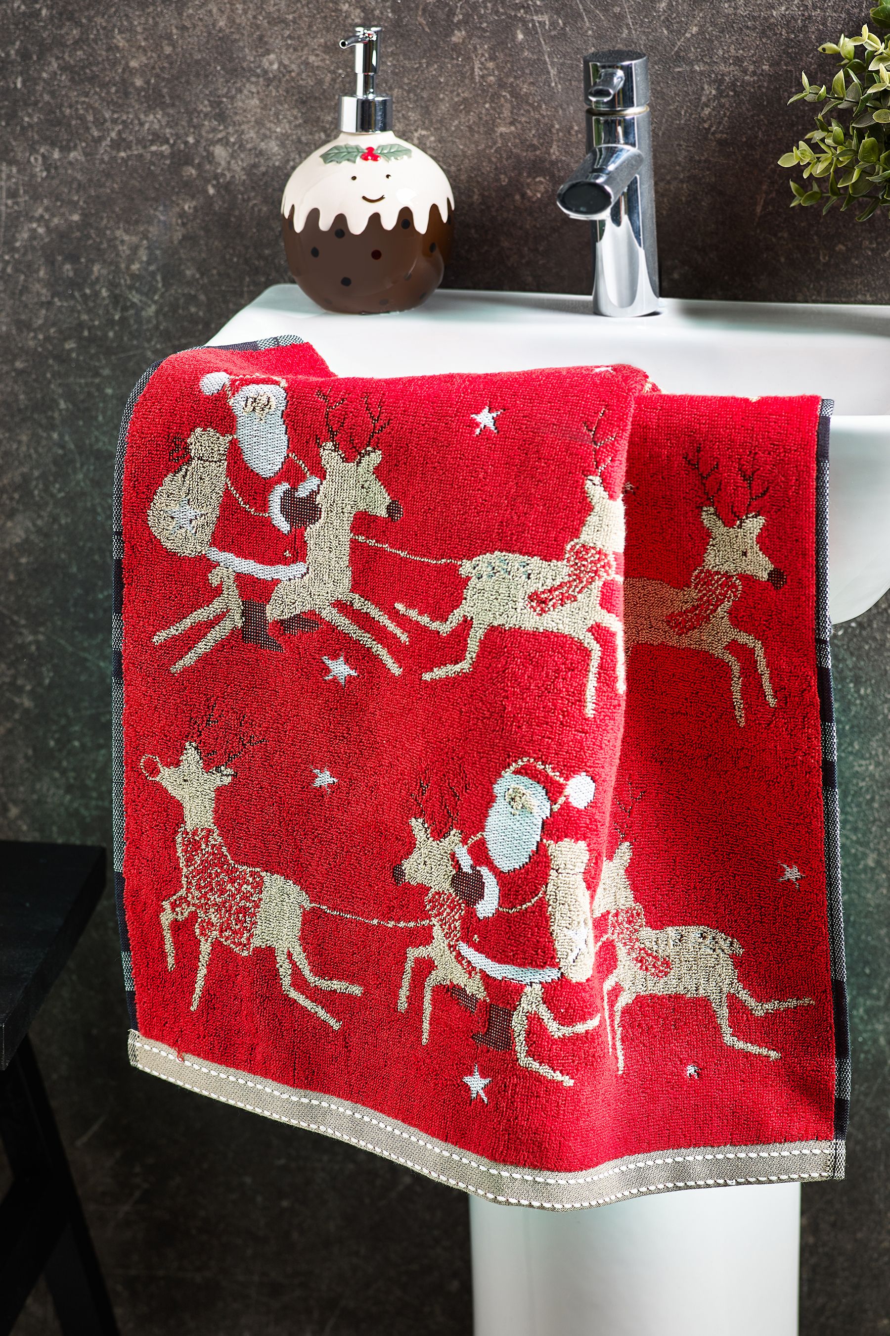 Buy Red Santa Christmas Towels from Next Luxembourg