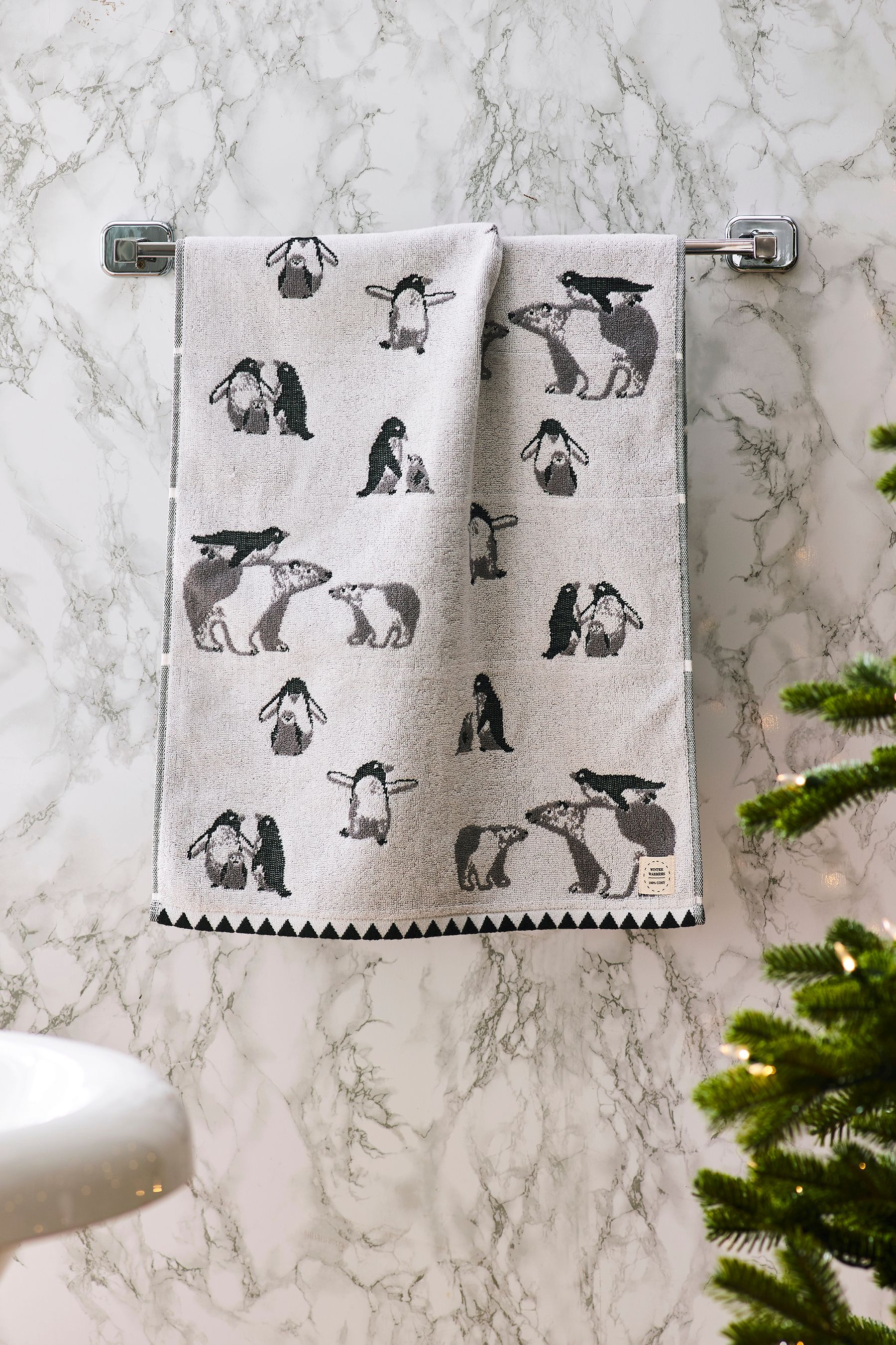 Buy White Penguin Towel from Next Luxembourg