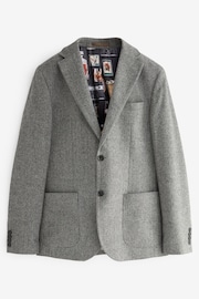 Grey Slim Fit Nova Fides Wool Blend Herringbone Suit Jacket - Image 7 of 12