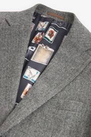 Grey Slim Fit Nova Fides Wool Blend Herringbone Suit Jacket - Image 8 of 12