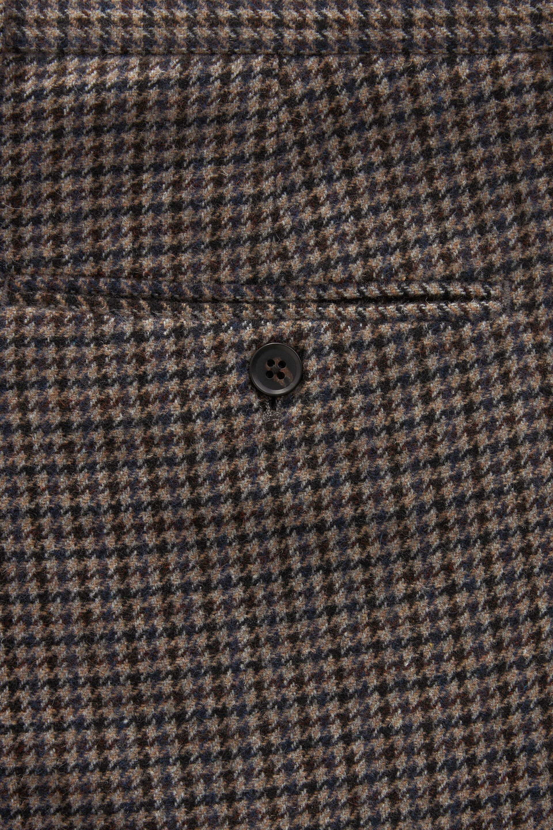 Brown Slim Wool Blend Puppytooth Suit Trousers - Image 7 of 9