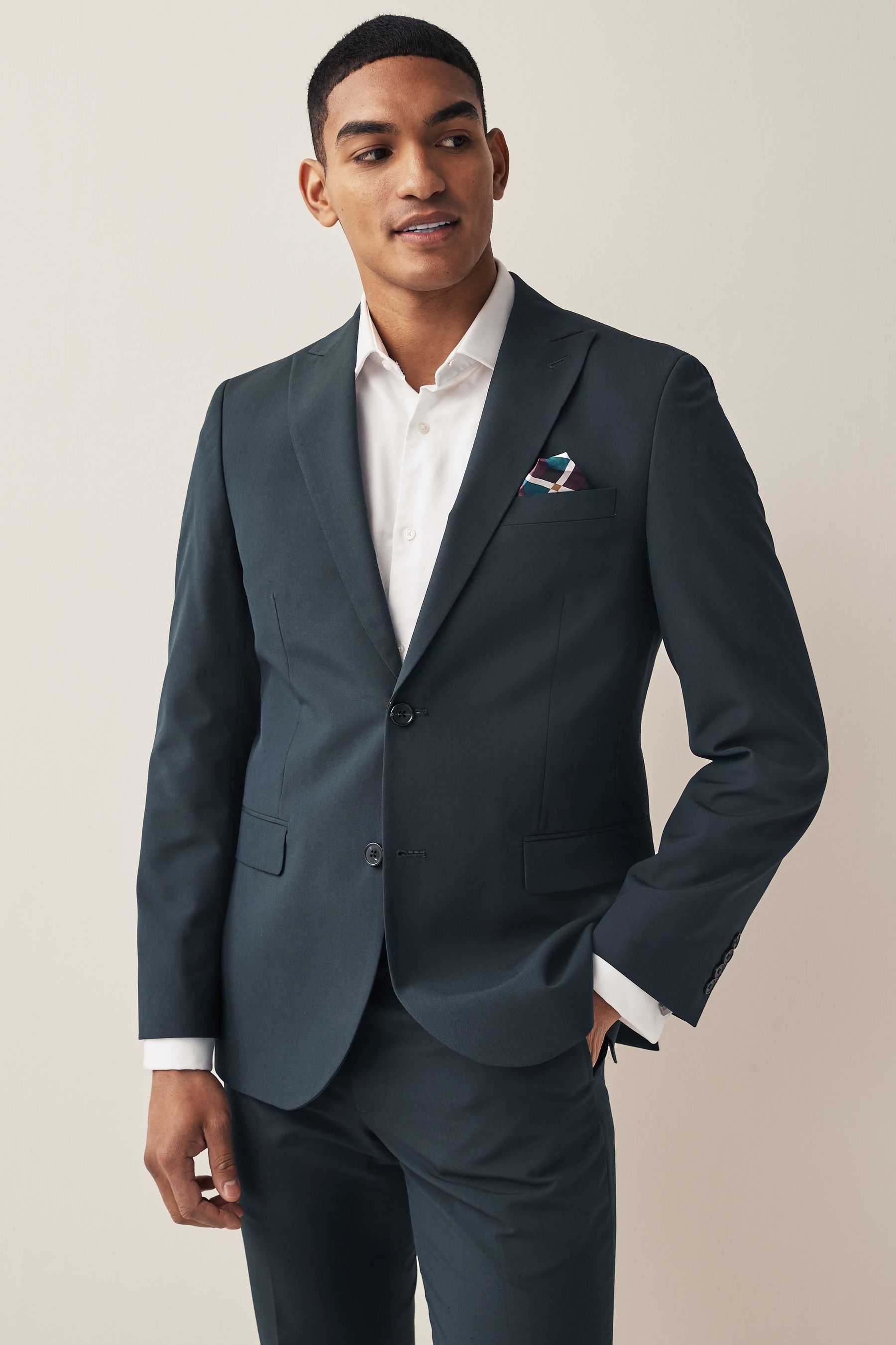 Buy Teal Blue Tailored Fit Two Button Suit Jacket from Next Luxembourg