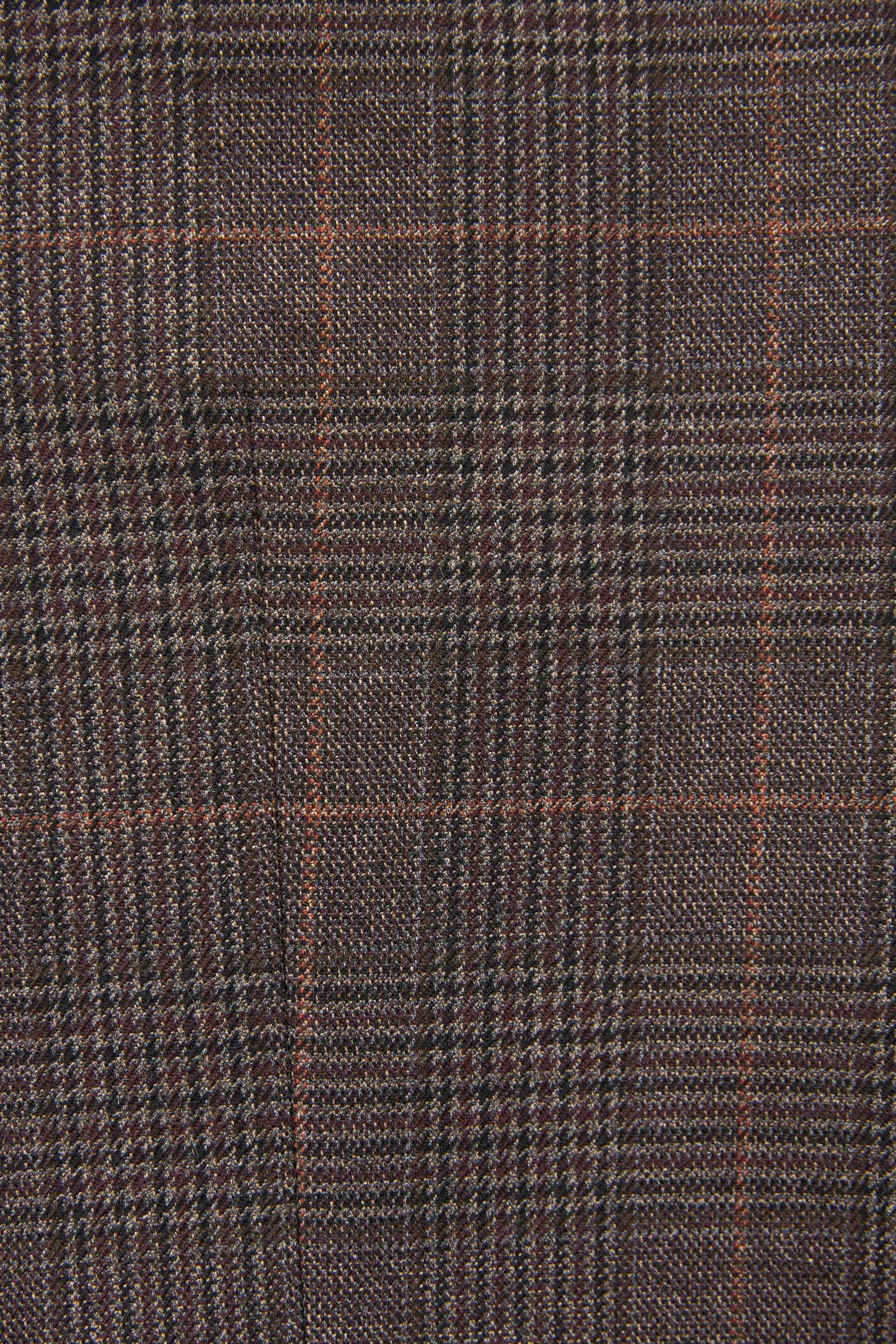 Brown Slim Trimmed Check Suit: Waistcoat - Image 12 of 12