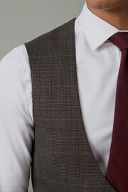 Brown Slim Trimmed Check Suit: Waistcoat - Image 5 of 12