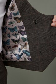 Brown Slim Trimmed Check Suit: Waistcoat - Image 7 of 12