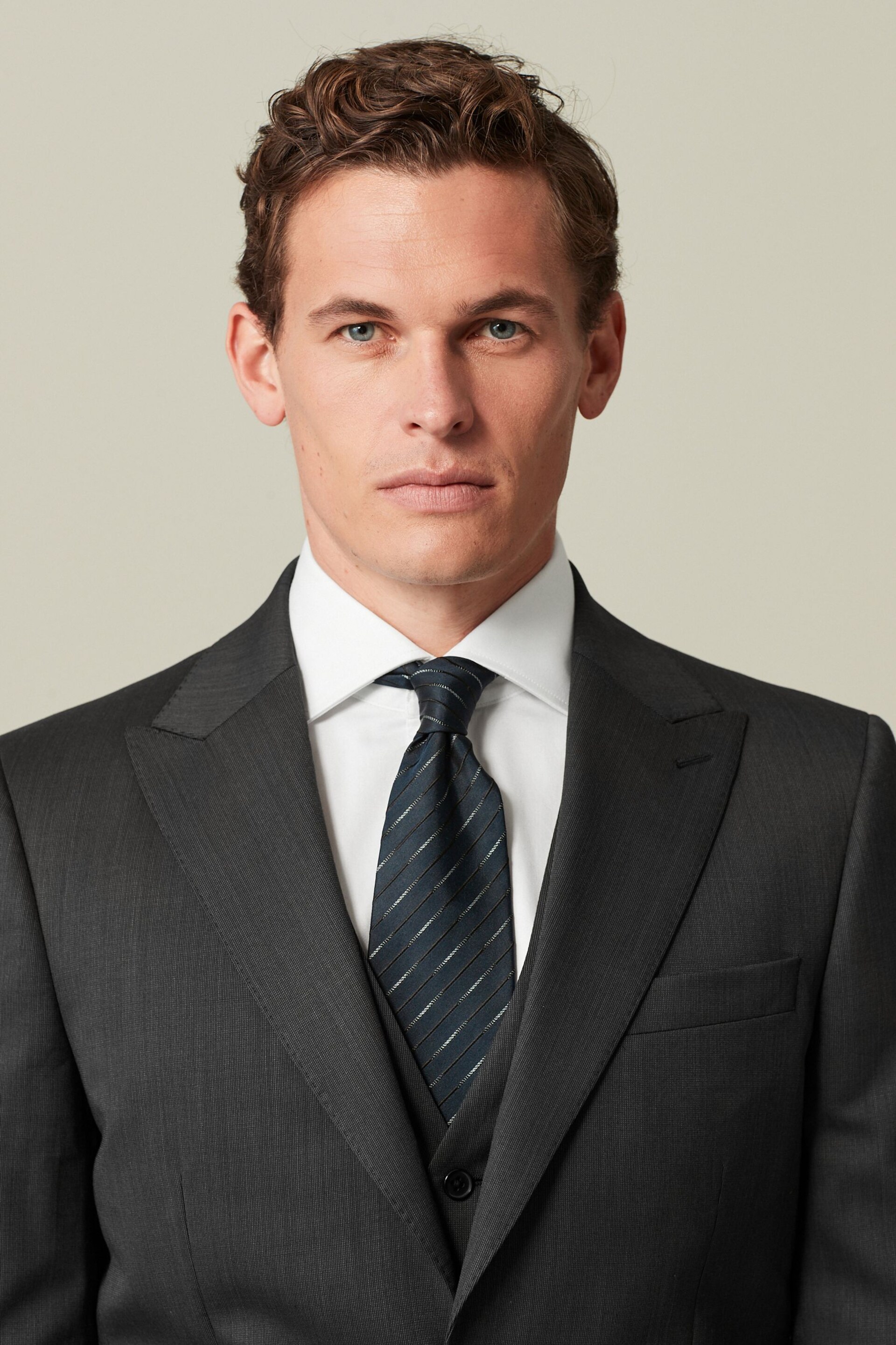 Charcoal Grey Slim Fit Wool Blend Suit Jacket - Image 5 of 11