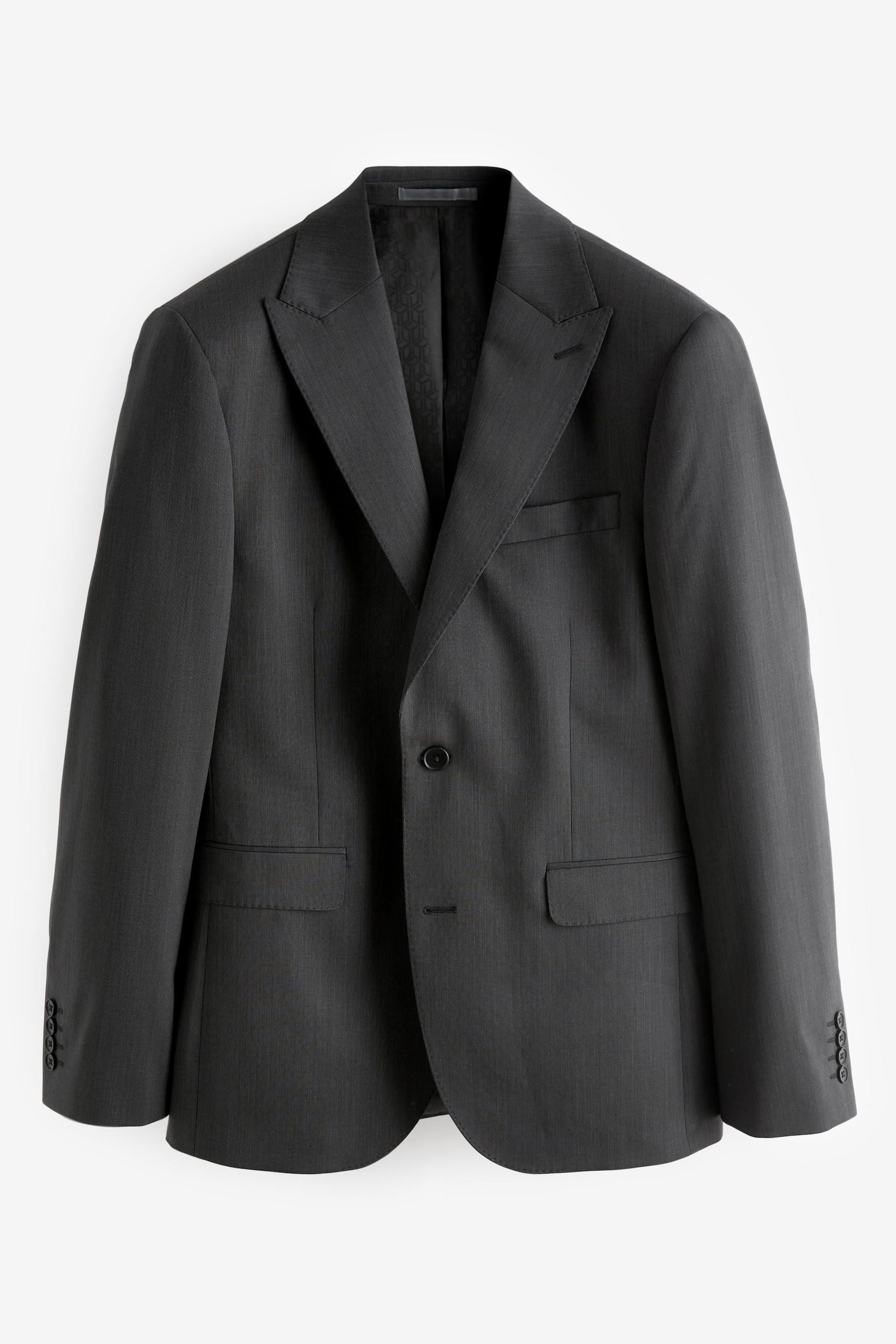 Charcoal Grey Slim Fit Wool Blend Suit Jacket - Image 7 of 11