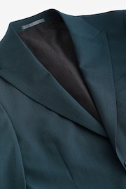 Teal Blue Slim Fit Wool Blend Suit Jacket - Image 4 of 8
