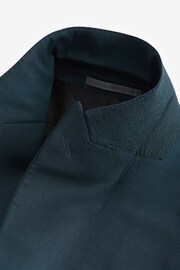 Teal Blue Slim Fit Wool Blend Suit Jacket - Image 5 of 8