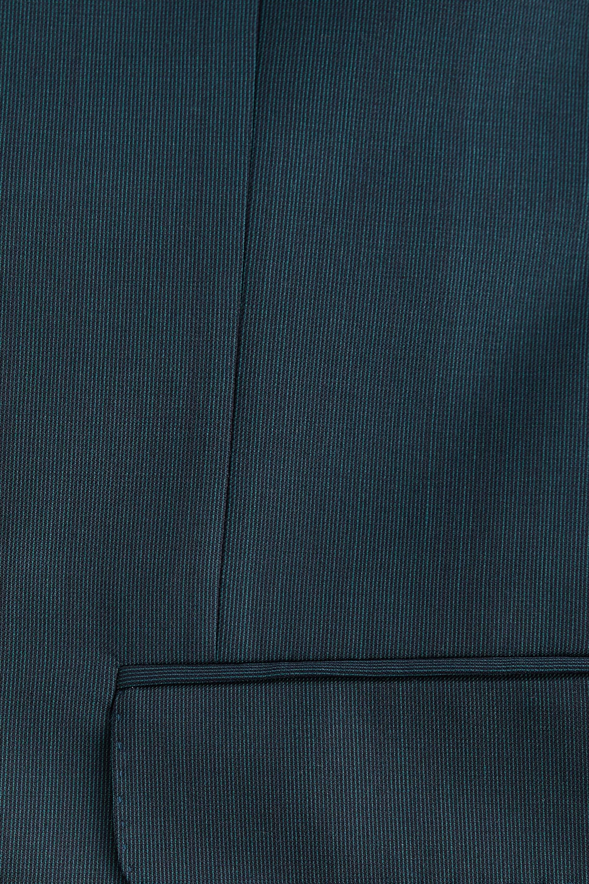 Teal Blue Slim Fit Wool Blend Suit Jacket - Image 7 of 8