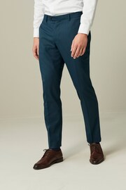 Teal Blue Slim Fit Wool Blend Suit Trousers - Image 1 of 10