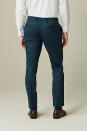 Teal Blue Slim Fit Wool Blend Suit Trousers - Image 3 of 10