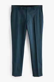 Teal Blue Slim Fit Wool Blend Suit Trousers - Image 6 of 10