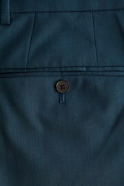 Teal Blue Slim Fit Wool Blend Suit Trousers - Image 8 of 10