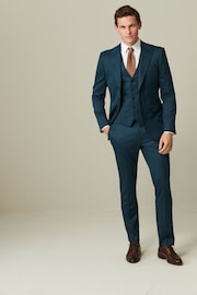 Teal Blue Wool Blend Suit Waistcoat - Image 4 of 10