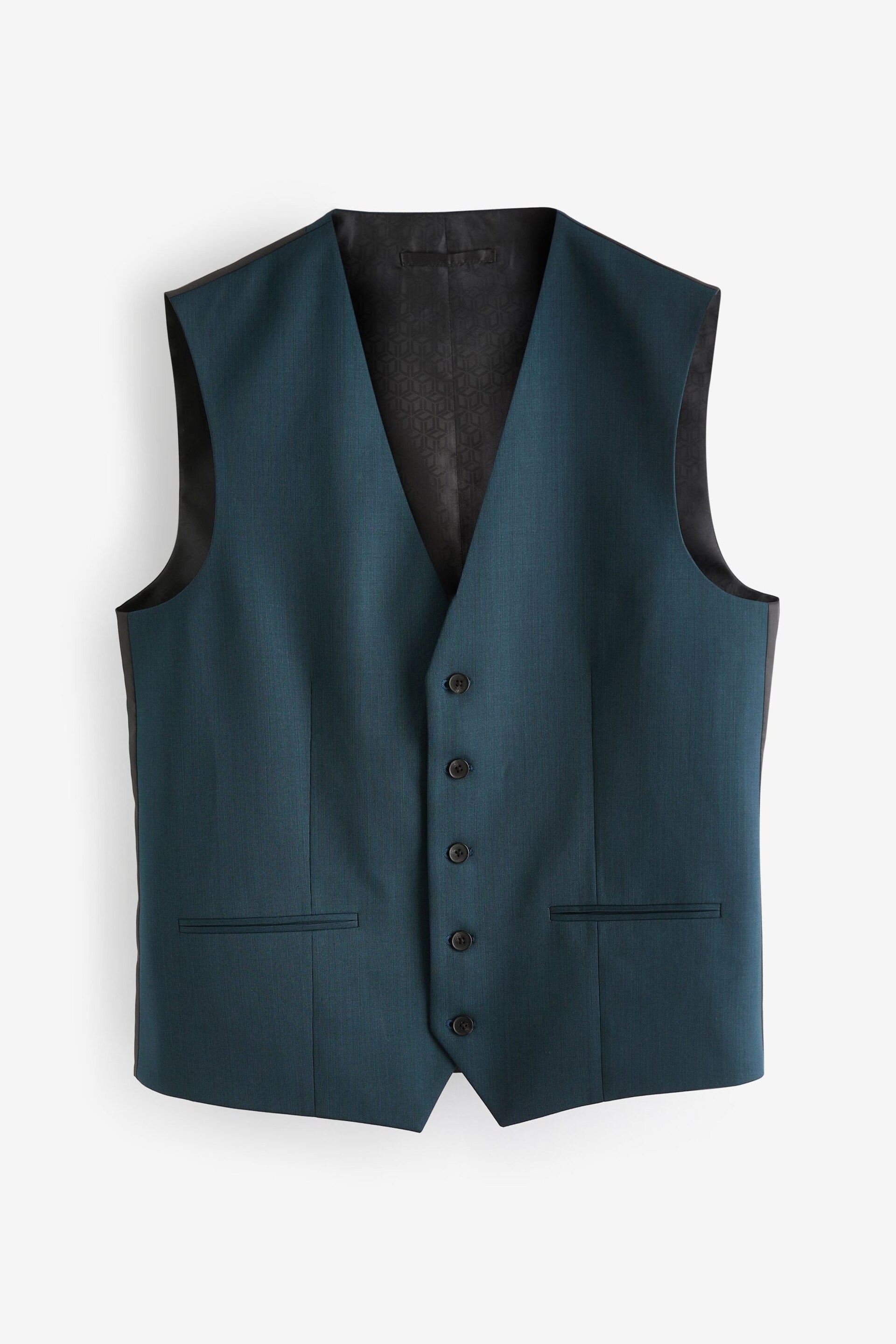 Teal Blue Wool Blend Suit Waistcoat - Image 6 of 10
