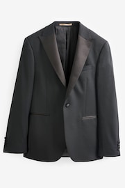 Black Wool Blend Shiny Tuxedo Suit Jacket - Image 5 of 11