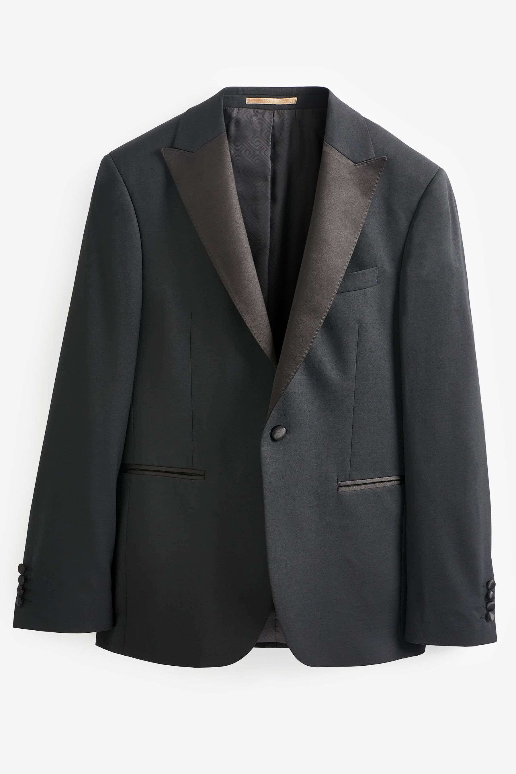 Buy Black Tailored Fit Wool Blend Shiny Tuxedo Suit Jacket from Next Ireland