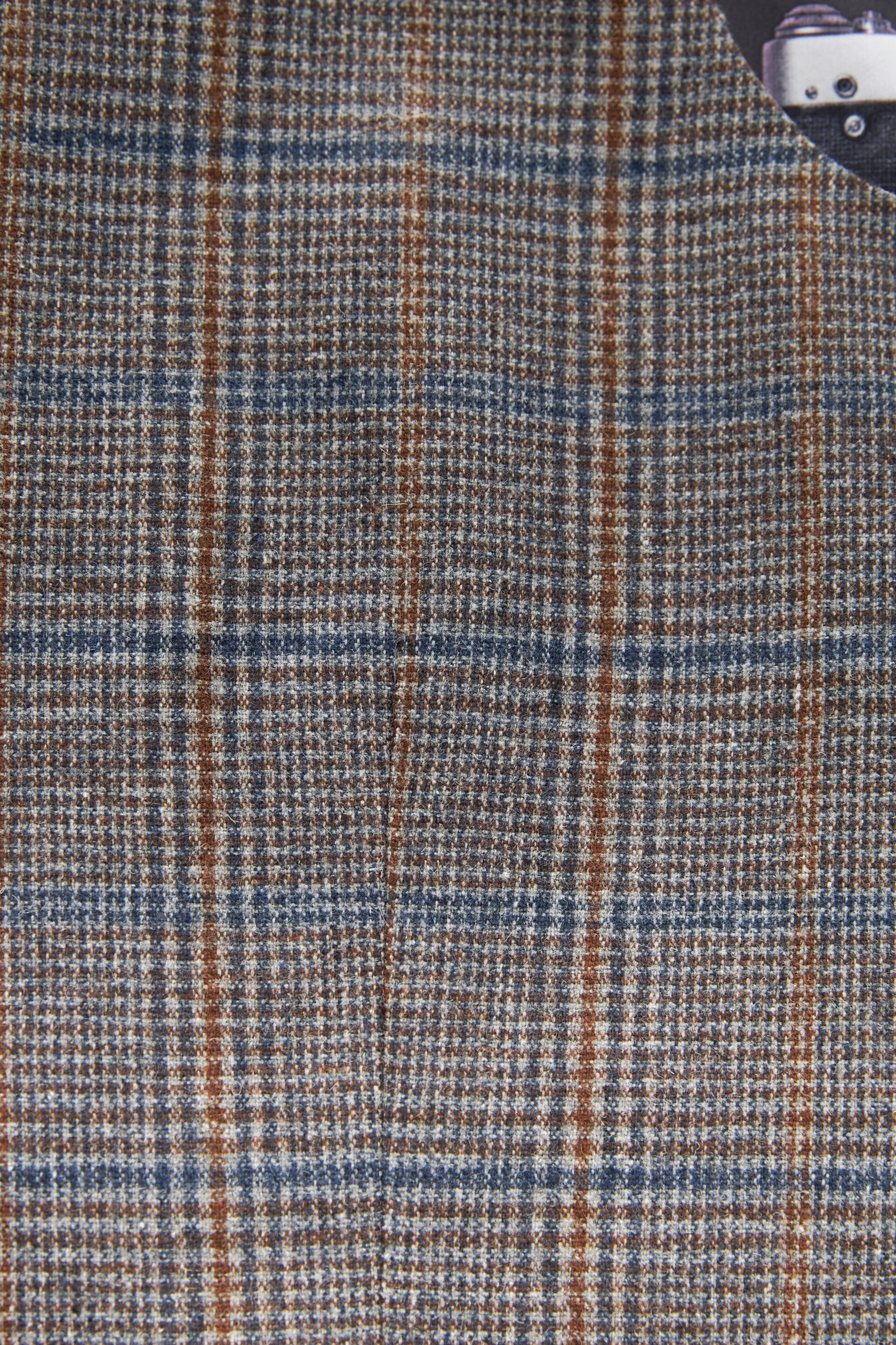 Grey Nova Fides Wool Blend Trimmed Check Suit Waistcoat - Image 11 of 11