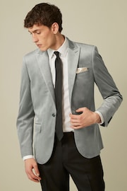 Light Grey Slim Velvet Blazer - Image 1 of 13