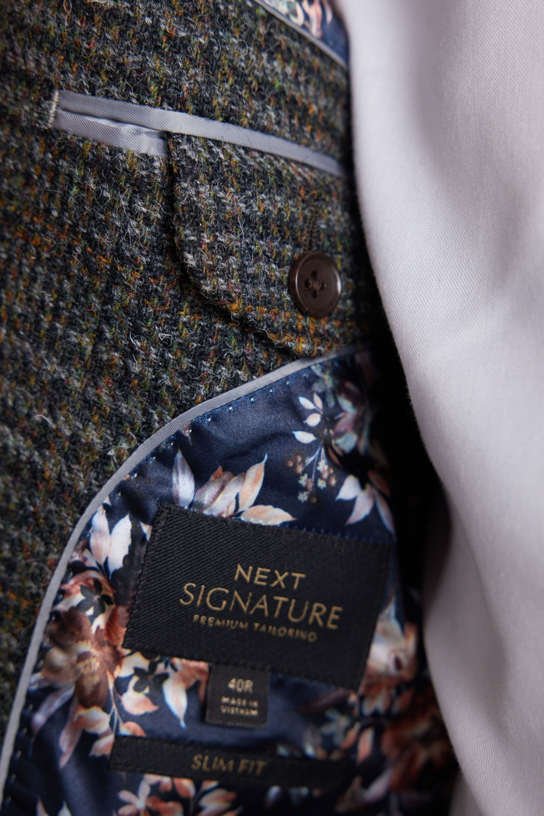 Buy Dark Grey Check Signature Harris Tweed British Wool Blazer from Next Luxembourg