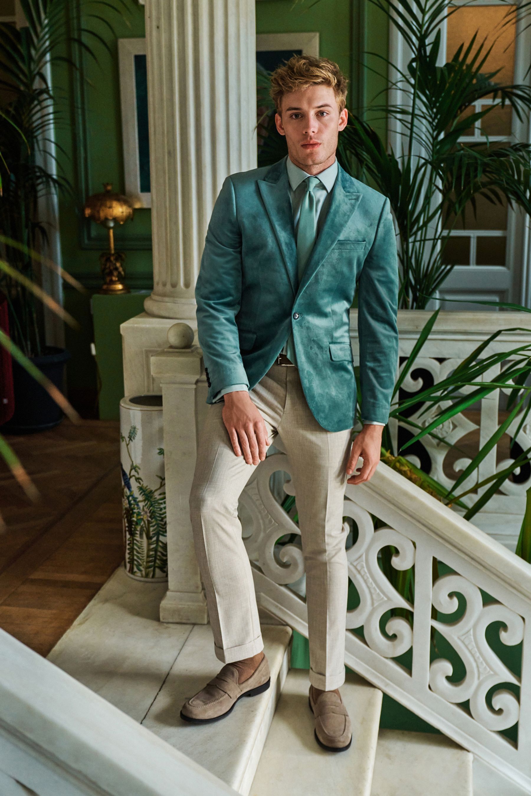 Green velvet blazer dress store